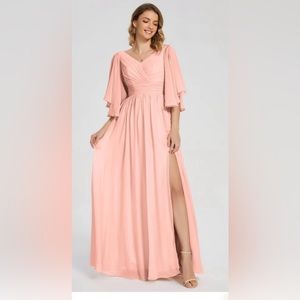 Coral mother of the bride or bridesmaid dress